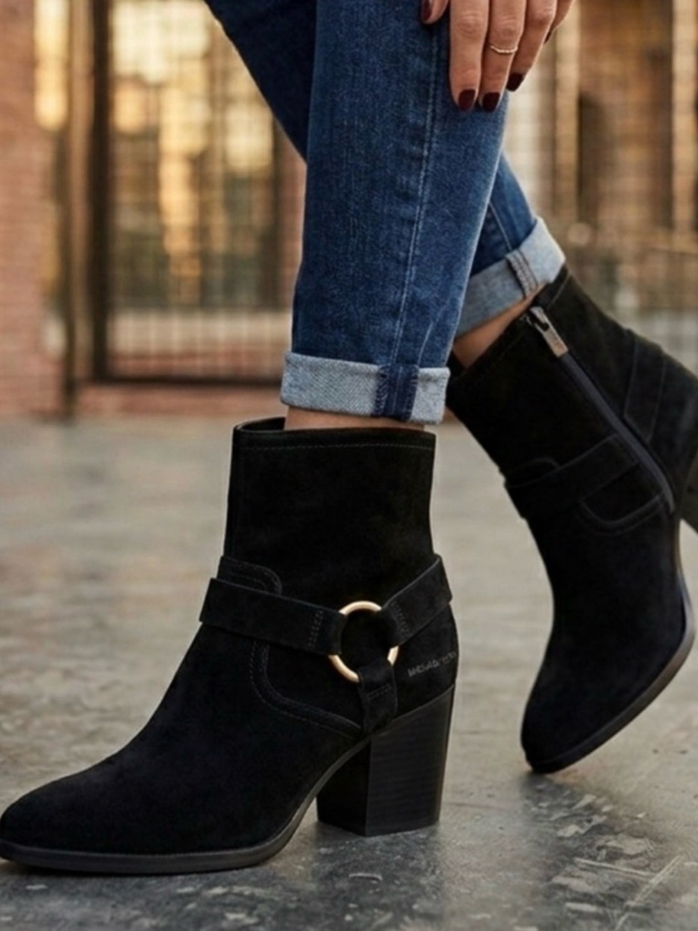 Michael Kors Black Leather Heeled Booties with Sleek Design